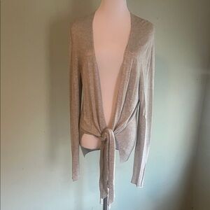 Brochu Walker Light Gray Tie-Front Sweater M